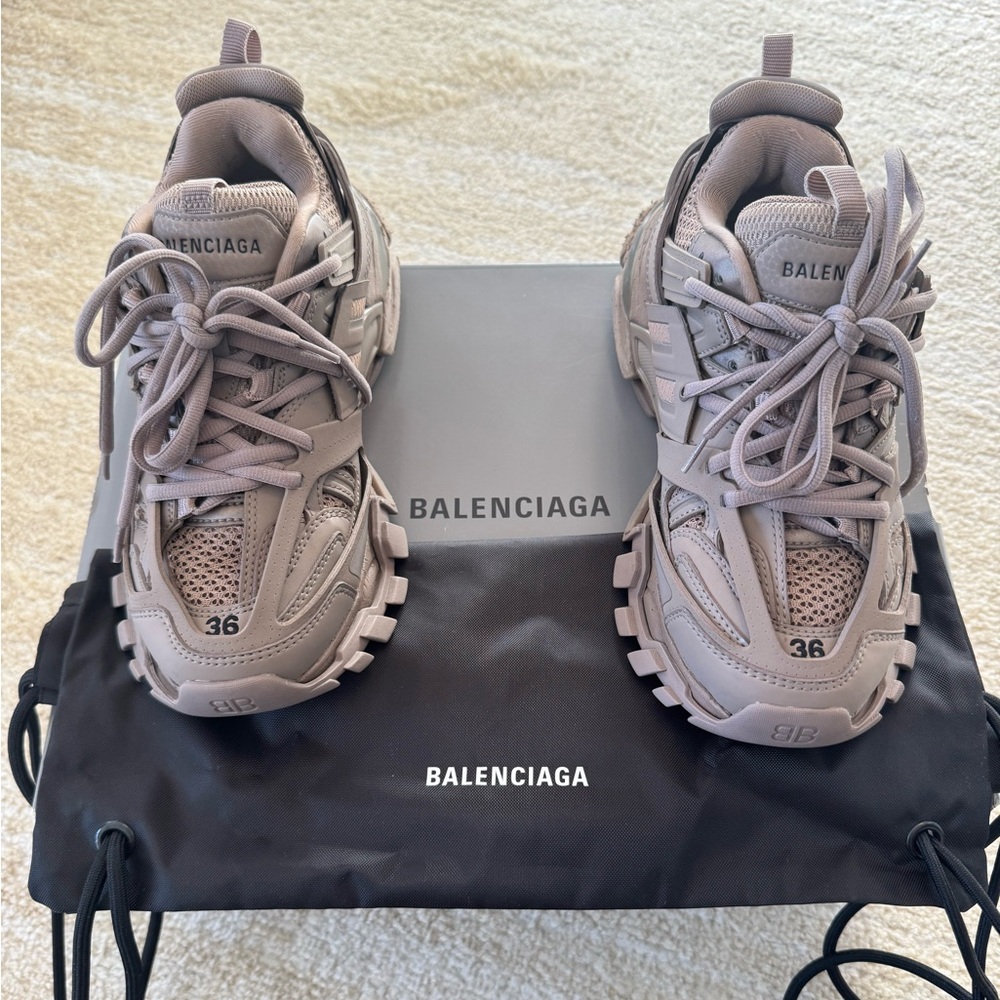 Balenciaga Women’s Track Recycled-sole Sneakers Light Khaki Size 36 - Picture 2 of 8